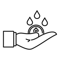 Rich hand money wash icon. Outline rich hand money wash vector icon for web design isolated on white background