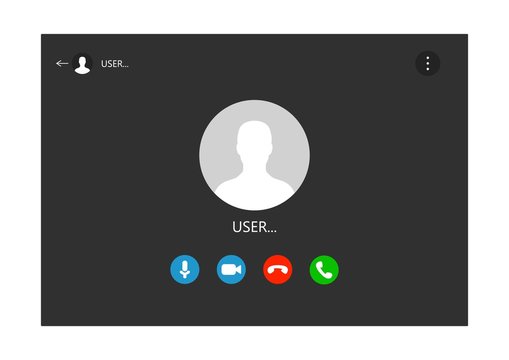 Video call illustration. Video call screen mockup. Comunication via internet.