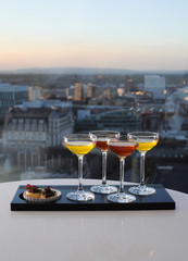 Summer cocktails served on a table