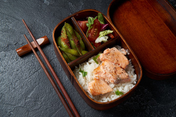 Japanese lunch bento box. Take away concept