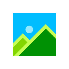 image nature in day time for icon design isolated on white, simple graphic picture icon in morning time, flat icon modern of image or picture thumbnail album, icon gallery media symbol in square