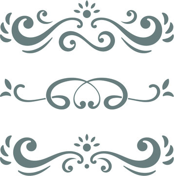 Collection of vector calligraphic lines ornaments or dividers. Retro style