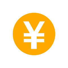 yen currency coin orange for icon isolated on white, yen money for app symbol, simple flat yen money, currency digital yen coin for financial concept