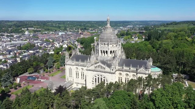 Aerial view of Basilica of St. Therese of Lisieux in Normandy France