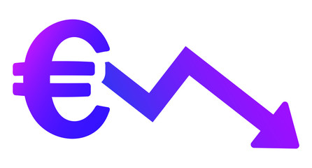 ユーロ記号と下降する矢印