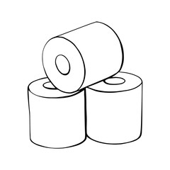  toilet paper rolls. A roll of toilet paper in the Doodle style.Hand-drawn toilet paper.Vector illustration isolated on a white background.