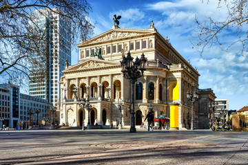 Fototapeta na wymiar View of the Alte Oper - old opera house- , a landmark concert hall in Frankfurt, Germany.