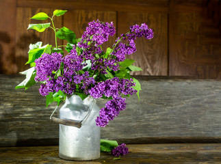 bouquet of blooming purple lilacs