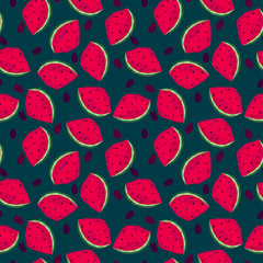 Seamless cute pattern with watermelon slices