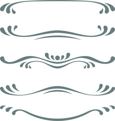 Collection of vector calligraphic lines ornaments or dividers. Retro style