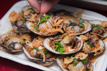 Vietnamese traditional food in weekend market in da nang