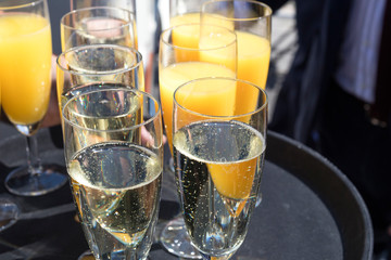 Detail of sparkling wine served during a party