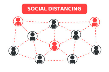 Social distancing. Space gap labels for conversing with other people By having clear glass to prevent corona virus.