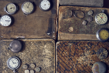 old rusty clock on the wall