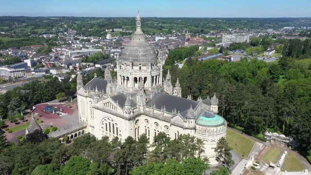 Aerial view of Basilica of St. Therese of Lisieux in Normandy France