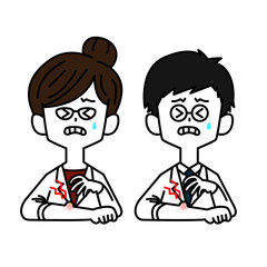 虫刺されのかゆみに耐える医師男女