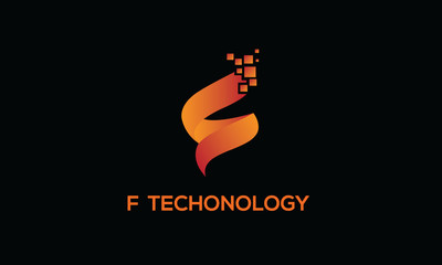 F letter logo , 3 D logo,technology logo