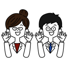 サプライズに喜ぶ医者男女