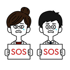 SOSを出す医者男女