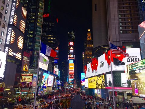 Times Square Lit Up At Night