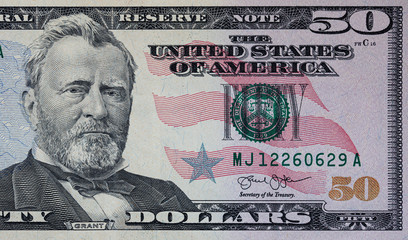 fragment of 50 dollar bill