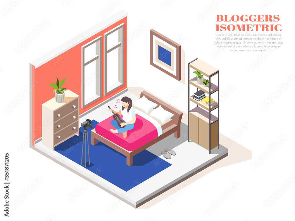 Sticker blogger isometric composition