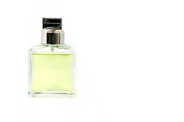 Perfume glass bottle on a white background