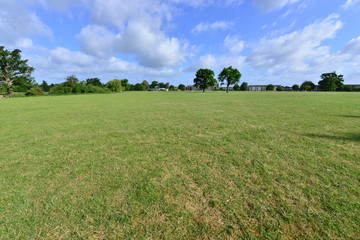 A large playing field in Horley, Surrey in Springtime.
