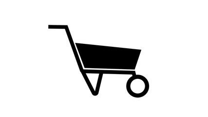 Fototapeta na wymiar Wheelbarrow cart icon flat. Black pictogram on white background.