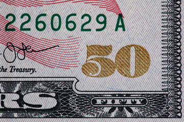 fragment of 50 dollar bill