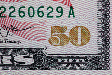 fragment of 50 dollar bill