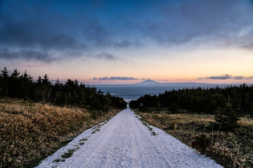 Sunset view at White Path in Wakkanai, Japan