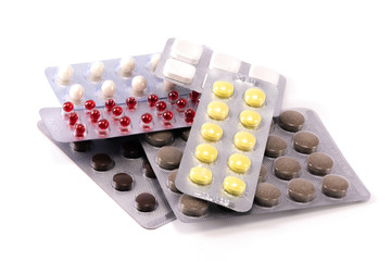 lots of pills in blisters