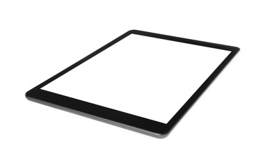 Tablet computer with blank screen isolated on white. Modern gadget