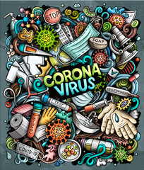 Coronavirus hand drawn vector doodles illustration