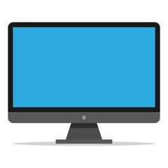 Computer Monitor with resolution ultra HD 4k and 16:9 aspect ratio widescreen display color flat style icon isolated on white background