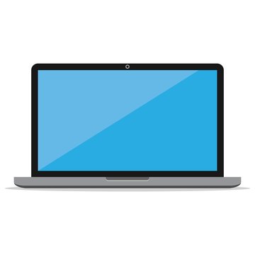 Laptop computer color flat icon for design mock up isolated on white background