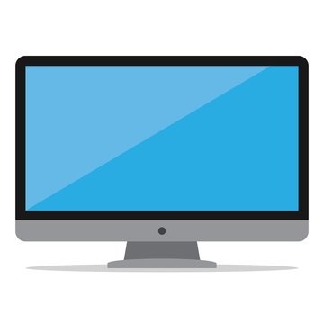 Computer monitor with resolution ultra HD 4k widescreen display color flat style icon isolated on white background