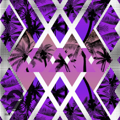 abstract purple background with palm trees