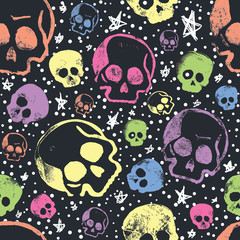 seamless pattern with skulls dark background