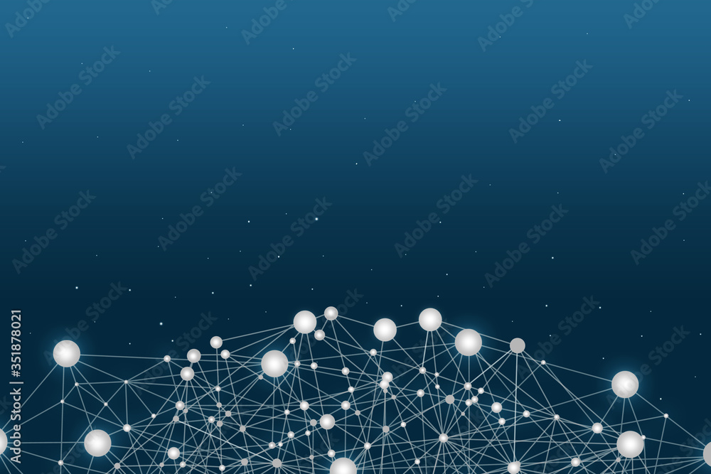 Wall mural network mesh on a dark blue background.copy space. computer technology background. technologies.