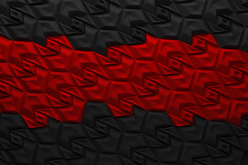 abstract dark black red background texture 3d illustration.