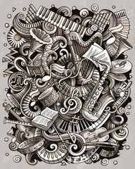 Cartoon vector doodles Disco music illustration