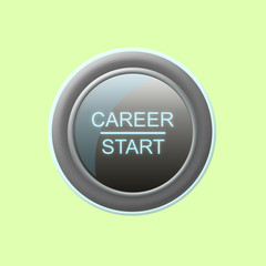 Career Start. Button on a green background. Isolated. Success.