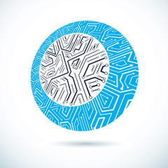 Vector technology cpu design with circular microprocessor scheme. Computer circuit board, digital element.
