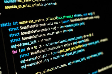 Programming code with black background
