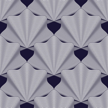 Geometric seamless pattern, abstract tiling background, vector repeat endless wallpaper illustration. Shellfish shells shapes trendy repeat motif. 
