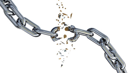 chain curve  exploding on th weak connector - 3d rendering © sea and sun