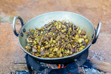Cooking Meat Mutton in Village