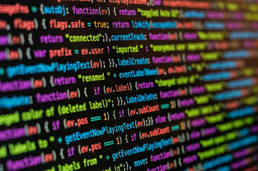 Programming code with black background